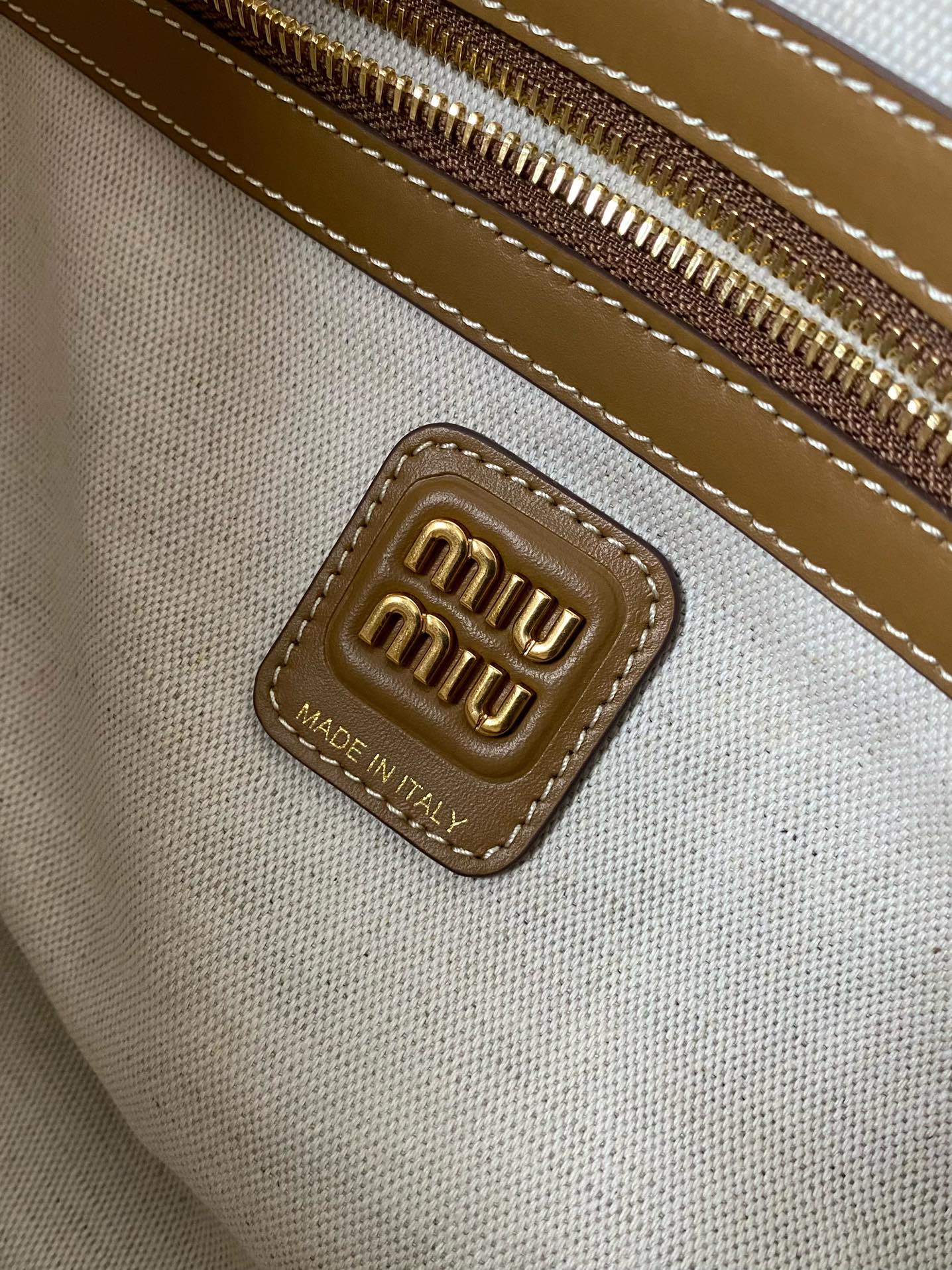 MIU MIU BEAU TOP HANDLE BAG 34 IN MEDIUM BROWN CORDUROY