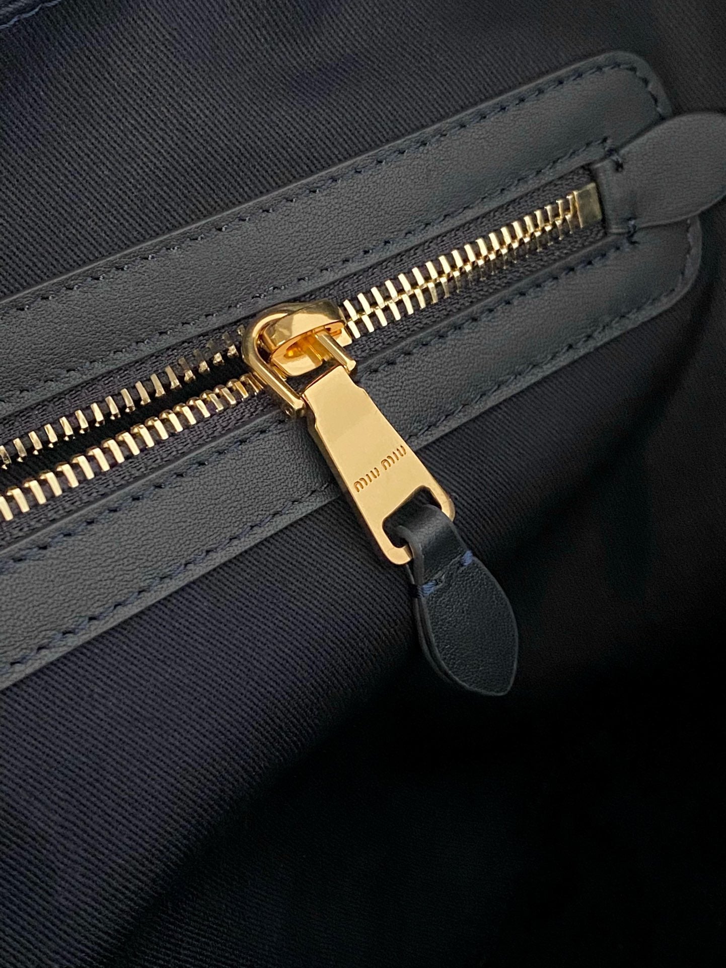 MIU MIU BEAU TOP HANDLE BAG 34 IN NAVY BLUE CORDUROY