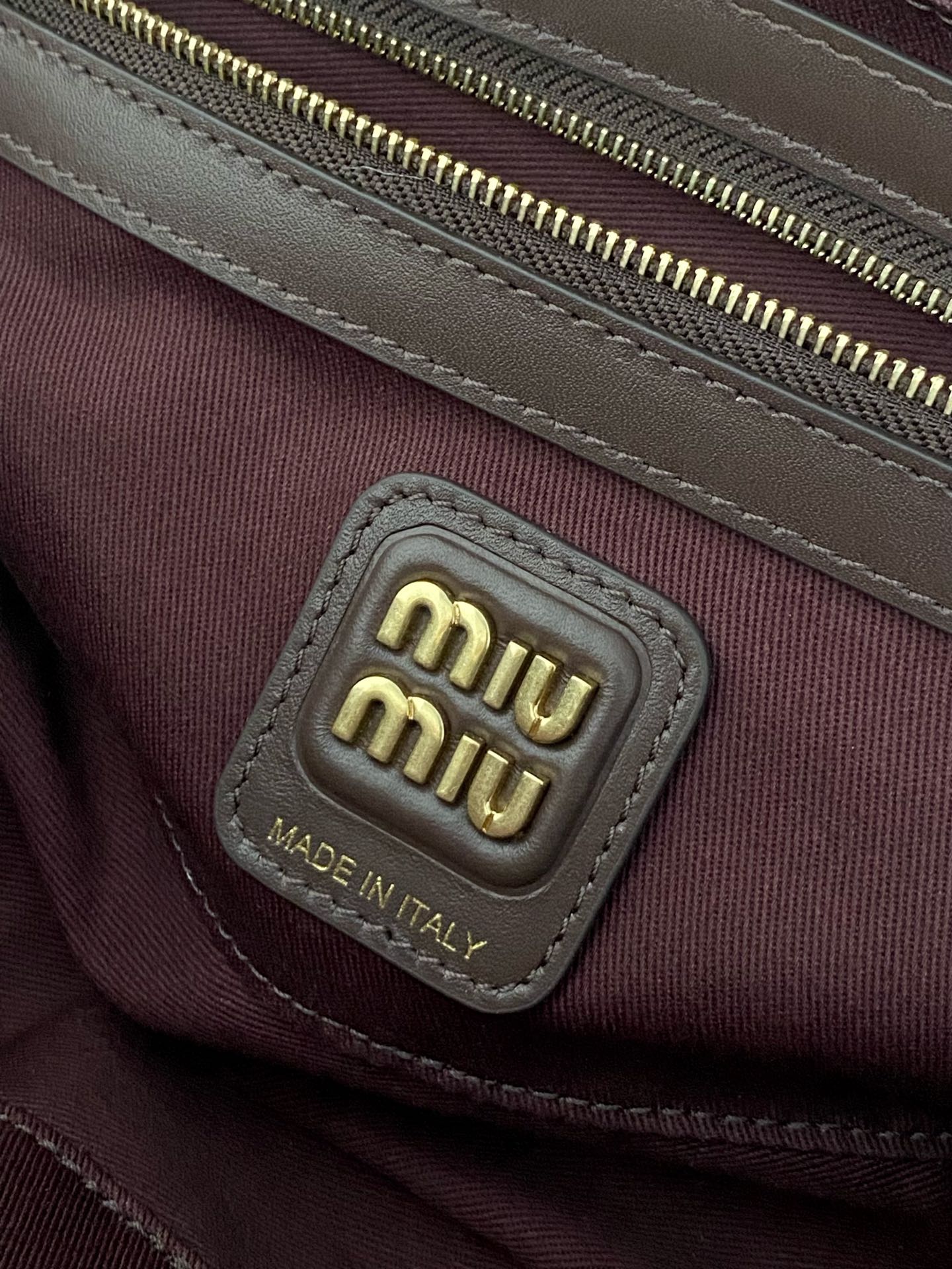 MIU MIU BEAU TOP HANDLE BAG 27 IN BEIGE TARTAN AND COCOA BROWN LEATHER TRIM