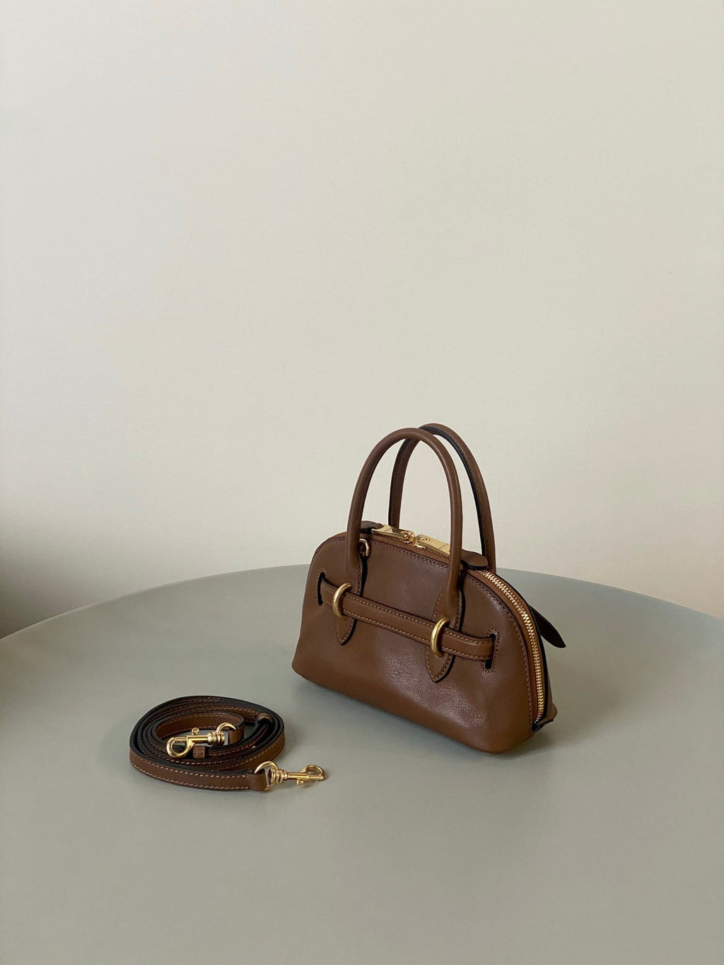 MIU MIU AVENTURE NAPPA MINI BAG 21 IN RUSSET BROWN CALFSKIN GOLD HARDWARE