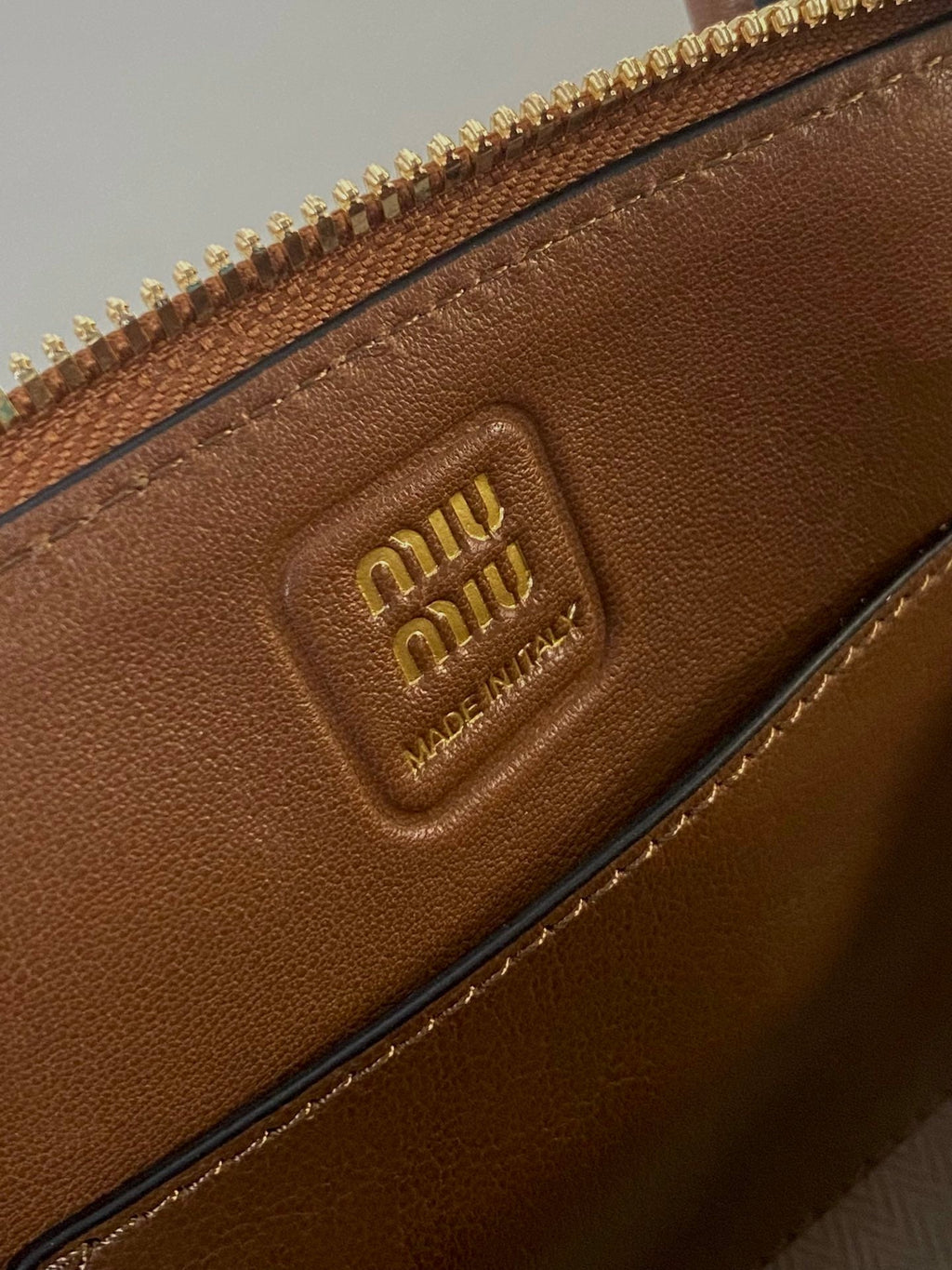 MIU MIU AVENTURE NAPPA MINI BAG 21 IN RUSSET BROWN CALFSKIN GOLD HARDWARE