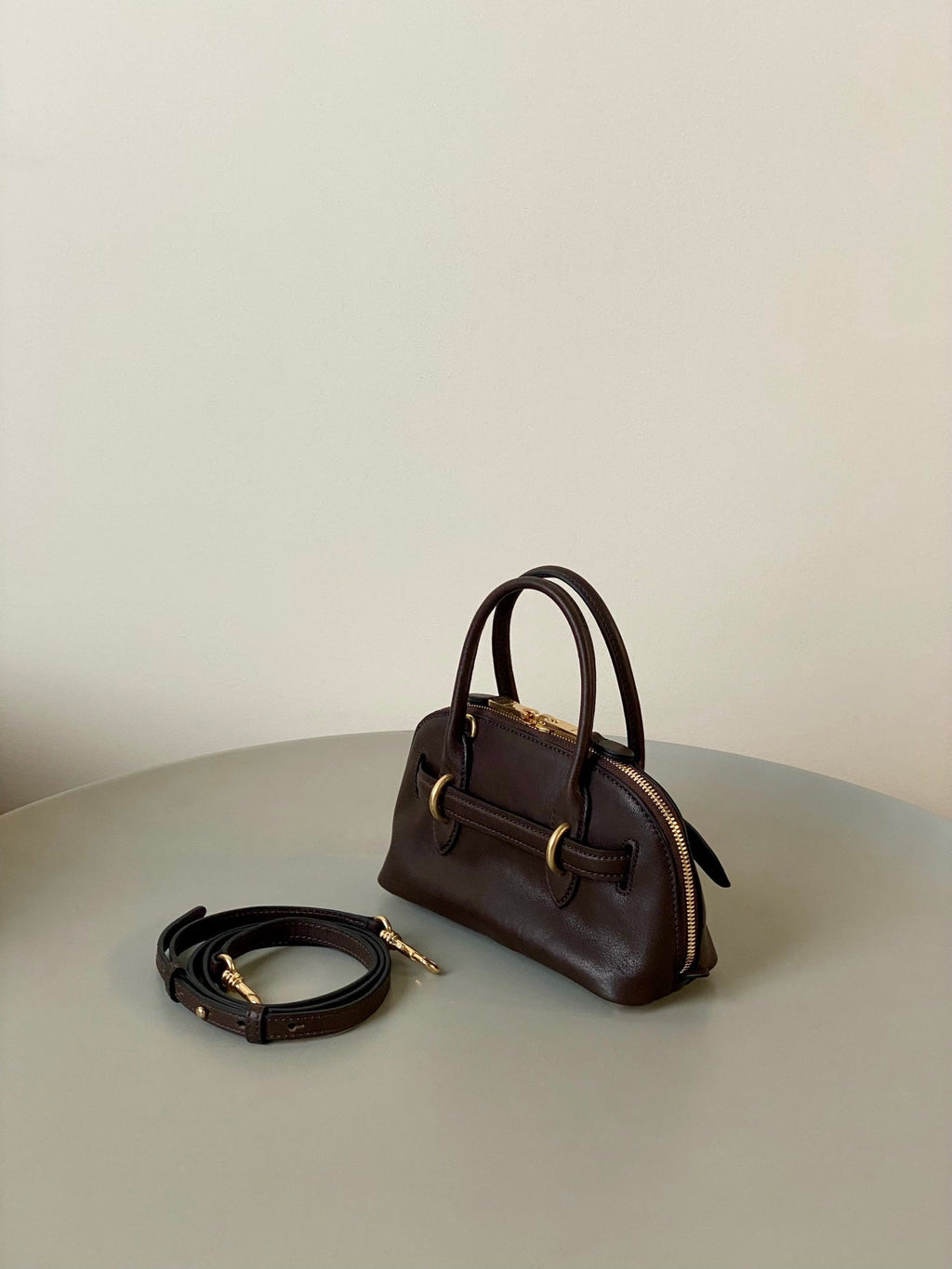 MIU MIU AVENTURE NAPPA MINI BAG 21 IN BRUNETTE BROWN CALFSKIN GOLD HARDWARE
