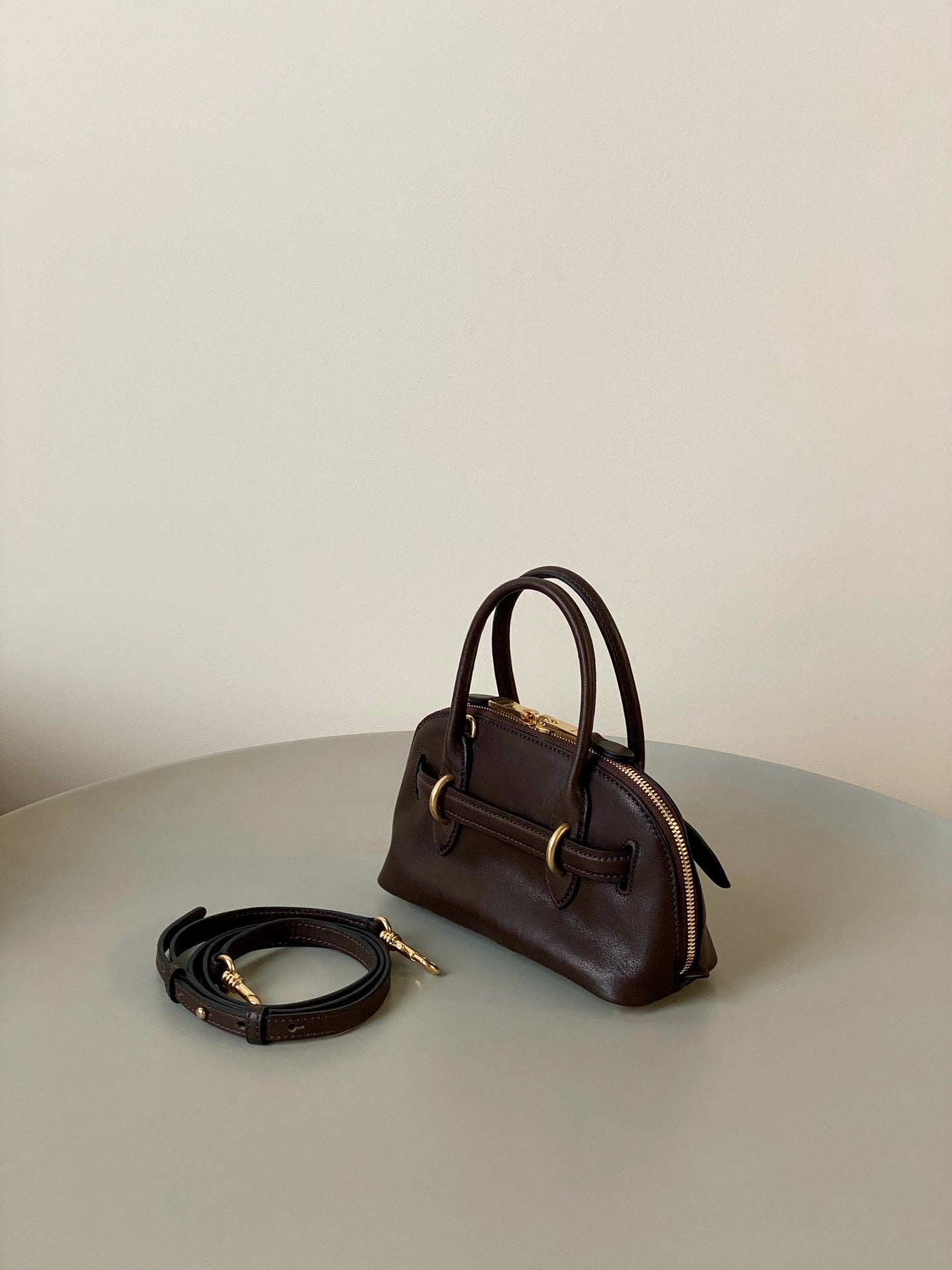 MIU MIU AVENTURE NAPPA MINI BAG 21 IN BRUNETTE BROWN CALFSKIN GOLD HARDWARE