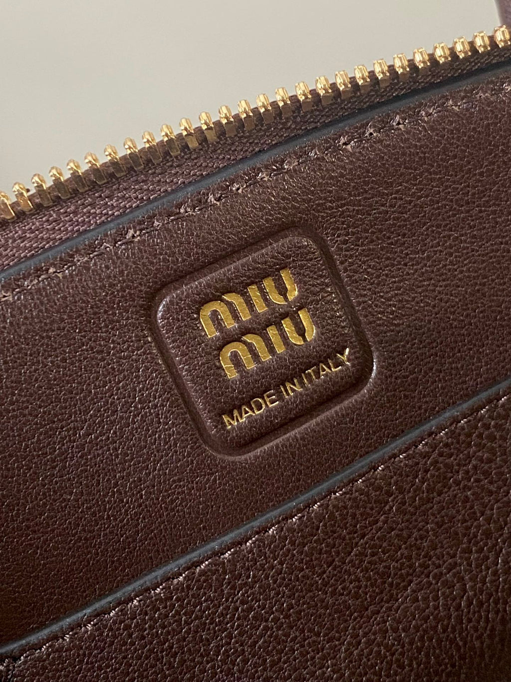 MIU MIU AVENTURE NAPPA MINI BAG 21 IN BRUNETTE BROWN CALFSKIN GOLD HARDWARE