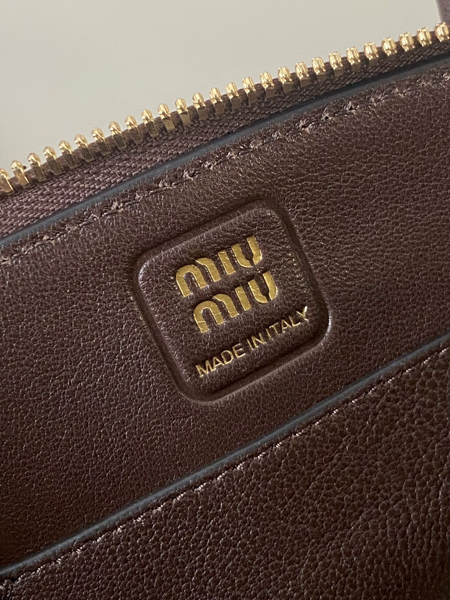 MIU MIU AVENTURE NAPPA MINI BAG 21 IN BRUNETTE BROWN CALFSKIN GOLD HARDWARE
