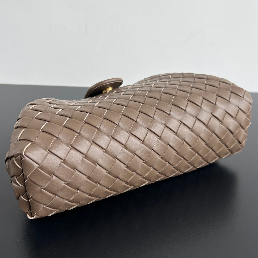 BOTTEGA VENETA LAUREN 1980 BAG 31 IN WOOD BROWN LAMBSKIN GOLD STRAP
