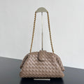 BOTTEGA VENETA LAUREN 1980 BAG 31 IN WOOD BROWN LAMBSKIN GOLD STRAP