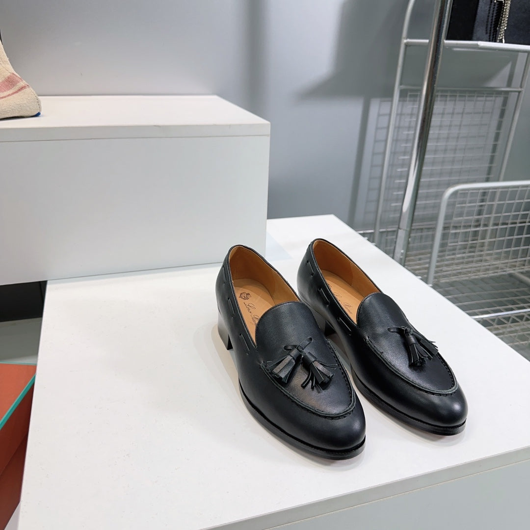 LP 25S SERGE TASSEL LOAFER 35MM IN BLACK CALFSKIN