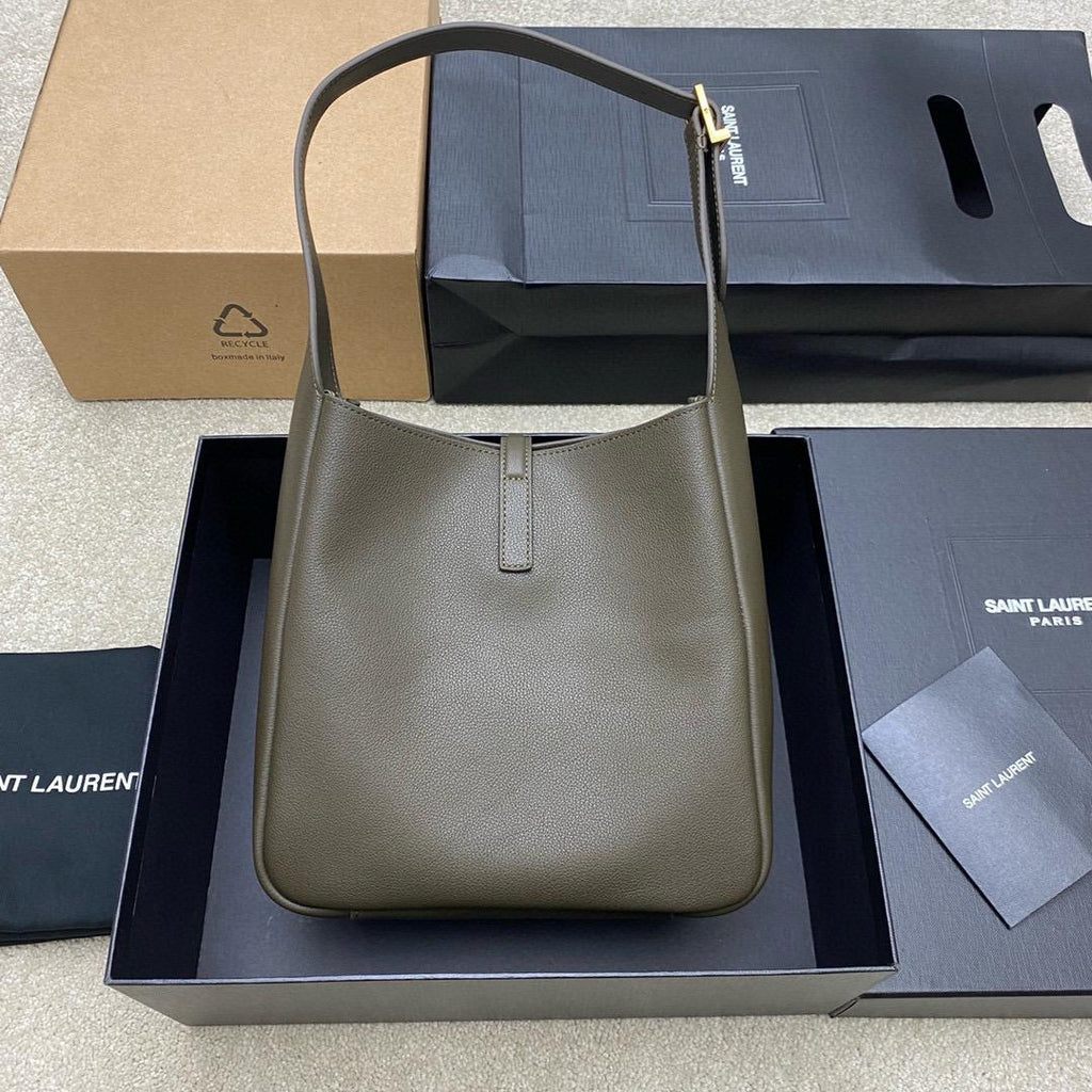 SAINT LAURENT LE 5 À 7 SUPPLE SMALL 22 BROWN CALFFKIN