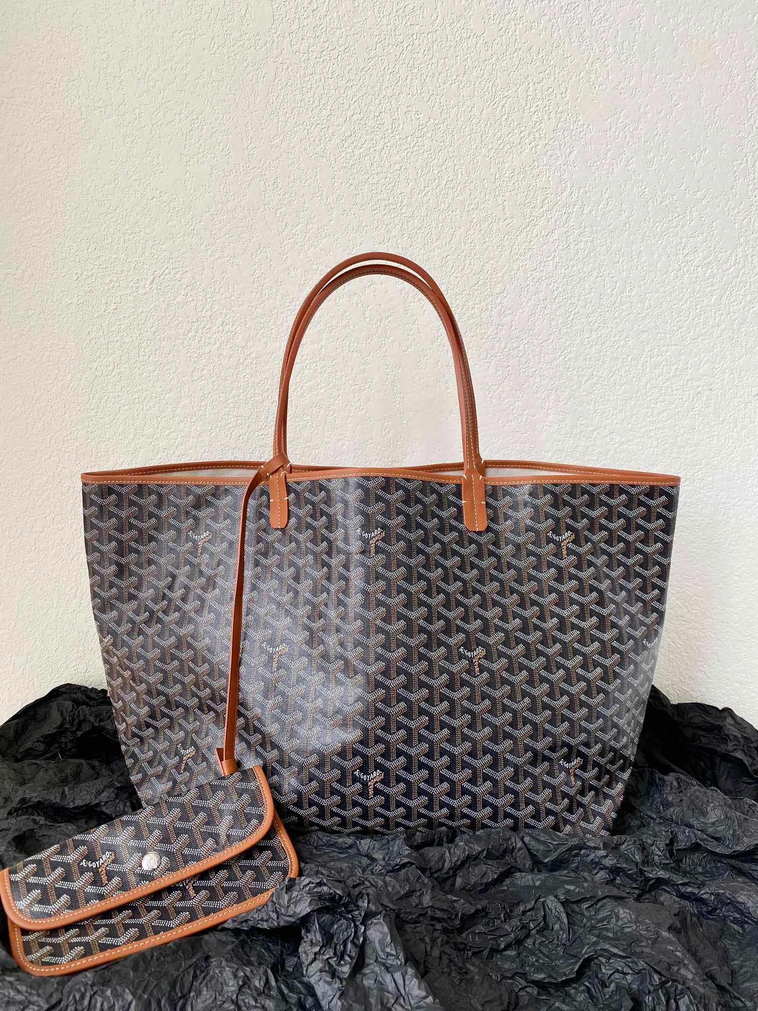 GOYARD SAINT LOUIS GM 40CM BLACK AND TAN CANVAS