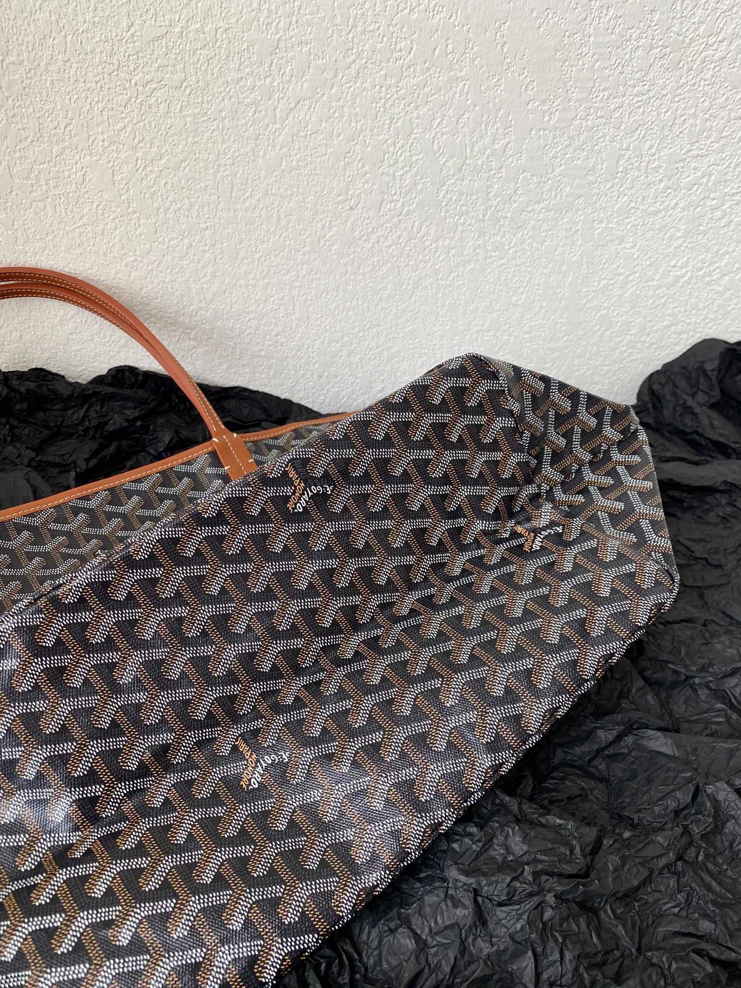GOYARD SAINT LOUIS GM 40CM BLACK AND TAN CANVAS