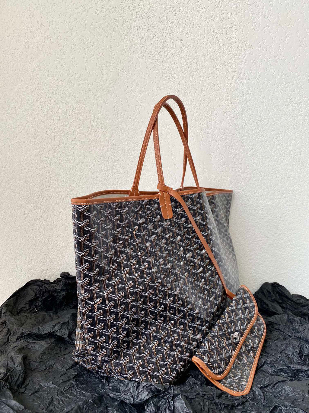 GOYARD SAINT LOUIS GM 40CM BLACK AND TAN CANVAS