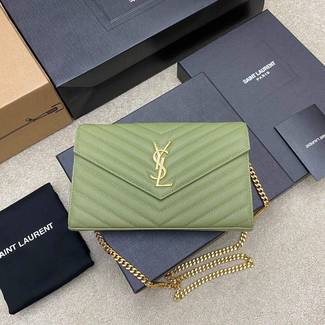 SAINT LAURENT MONOGRAM WOC 22 PEAR