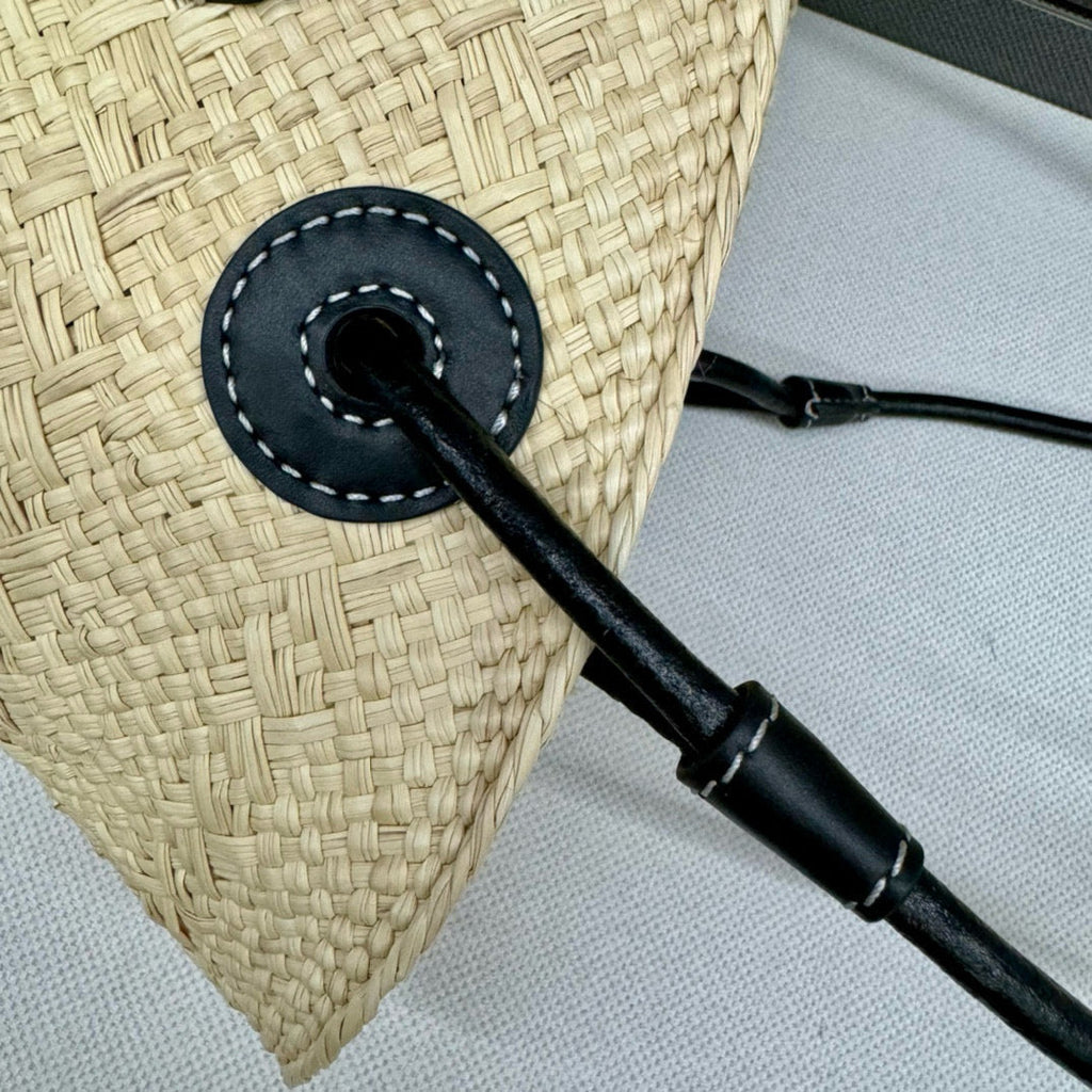 LOEWE LOE ANAGRAM BASKET RAFFIA BLACK