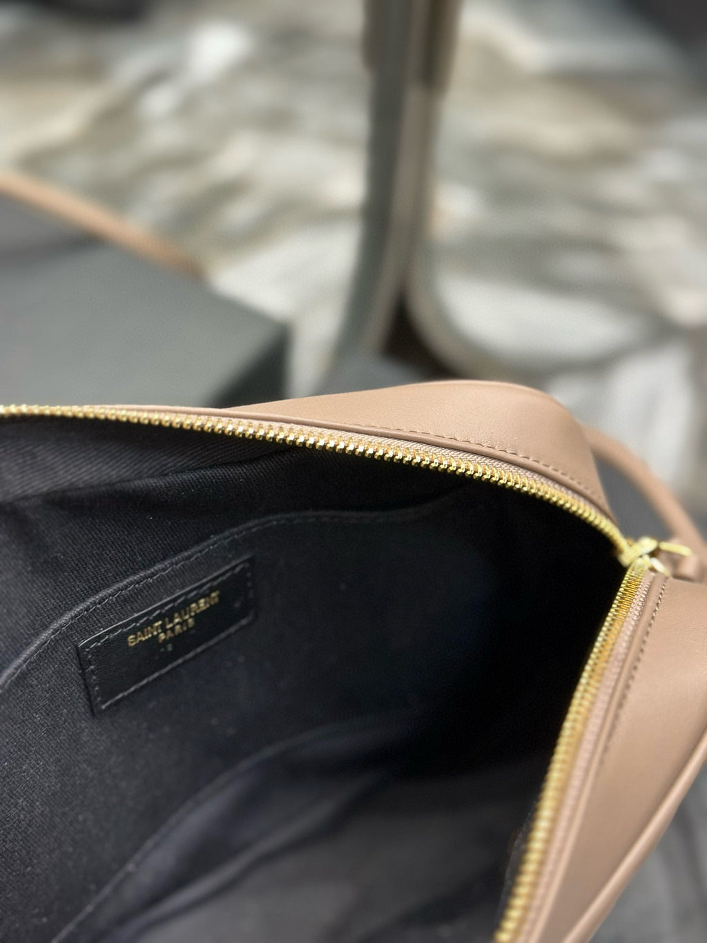 SAINT LAURENT LOU 23 CAMERA BAG BEIGE IN QUILTED LEATHER GOLD HARDWARE