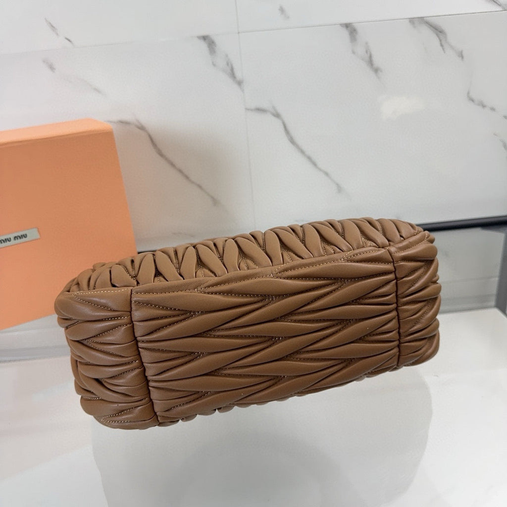 MIU MIU WANDER MATELASSE 29 BAG IN BROWN LAMBSKIN