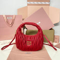 MIU MIU WANDER SMALL HOBO BAG 20 IN RED CALFSKIN