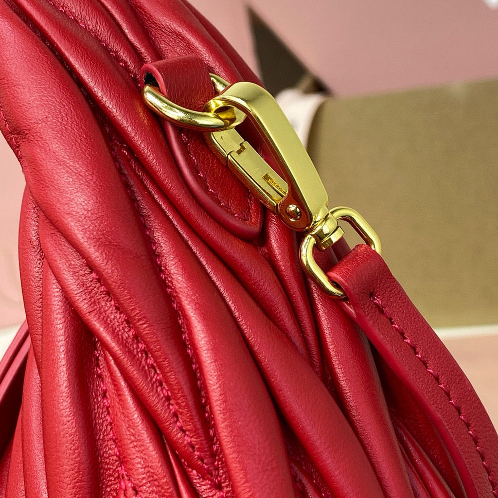 MIU MIU WANDER SMALL HOBO BAG 20 IN RED CALFSKIN