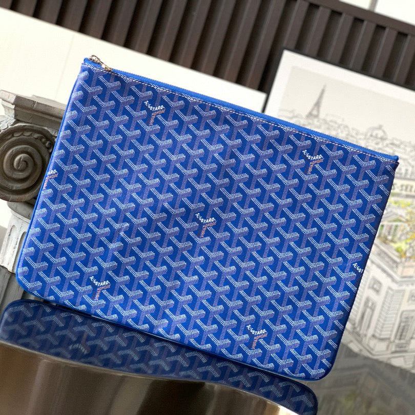 GOYARD SENAT POCHETTE IN SKY BLUE GOYARDINE CANVAS