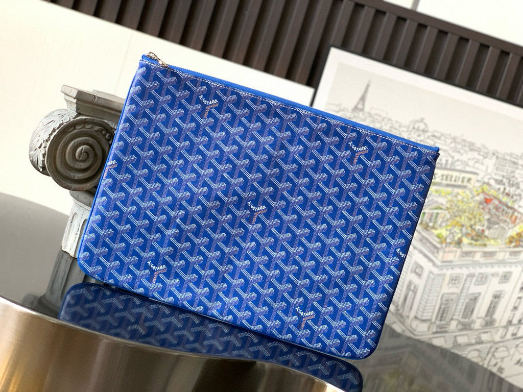 GOYARD SENAT POCHETTE IN SKY BLUE GOYARDINE CANVAS