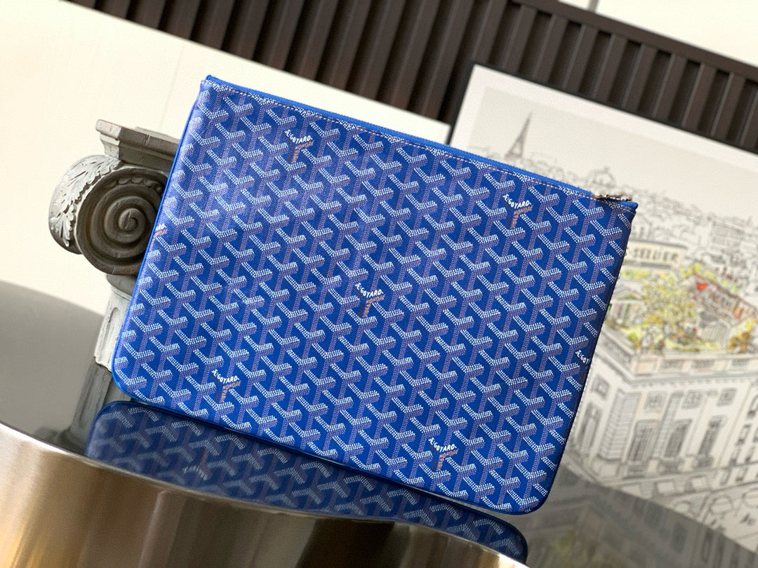 GOYARD SENAT POCHETTE IN SKY BLUE GOYARDINE CANVAS