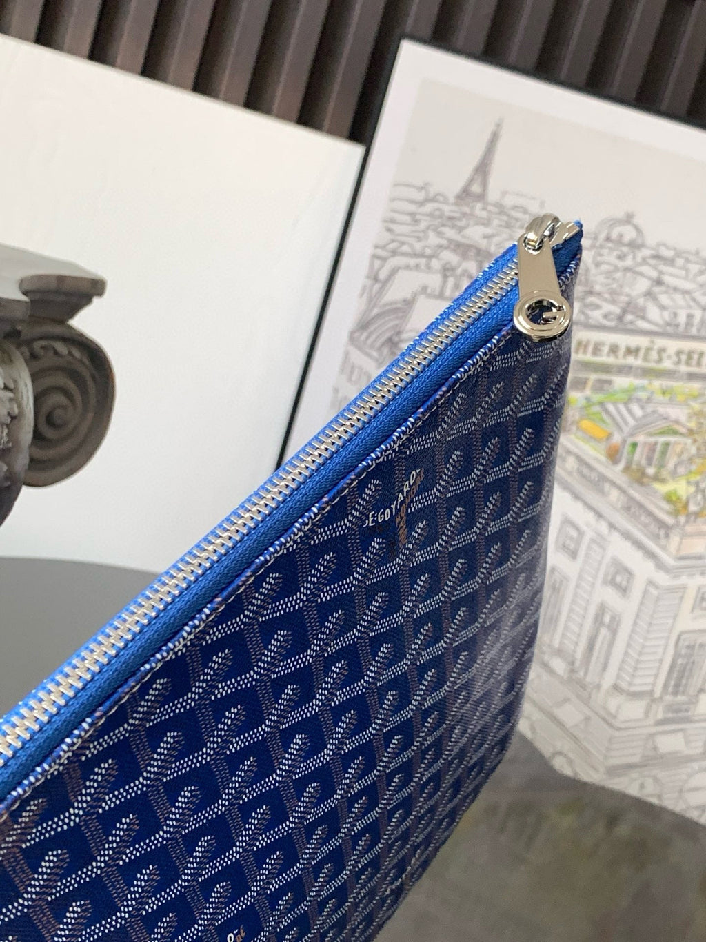 GOYARD SENAT POCHETTE IN SKY BLUE GOYARDINE CANVAS