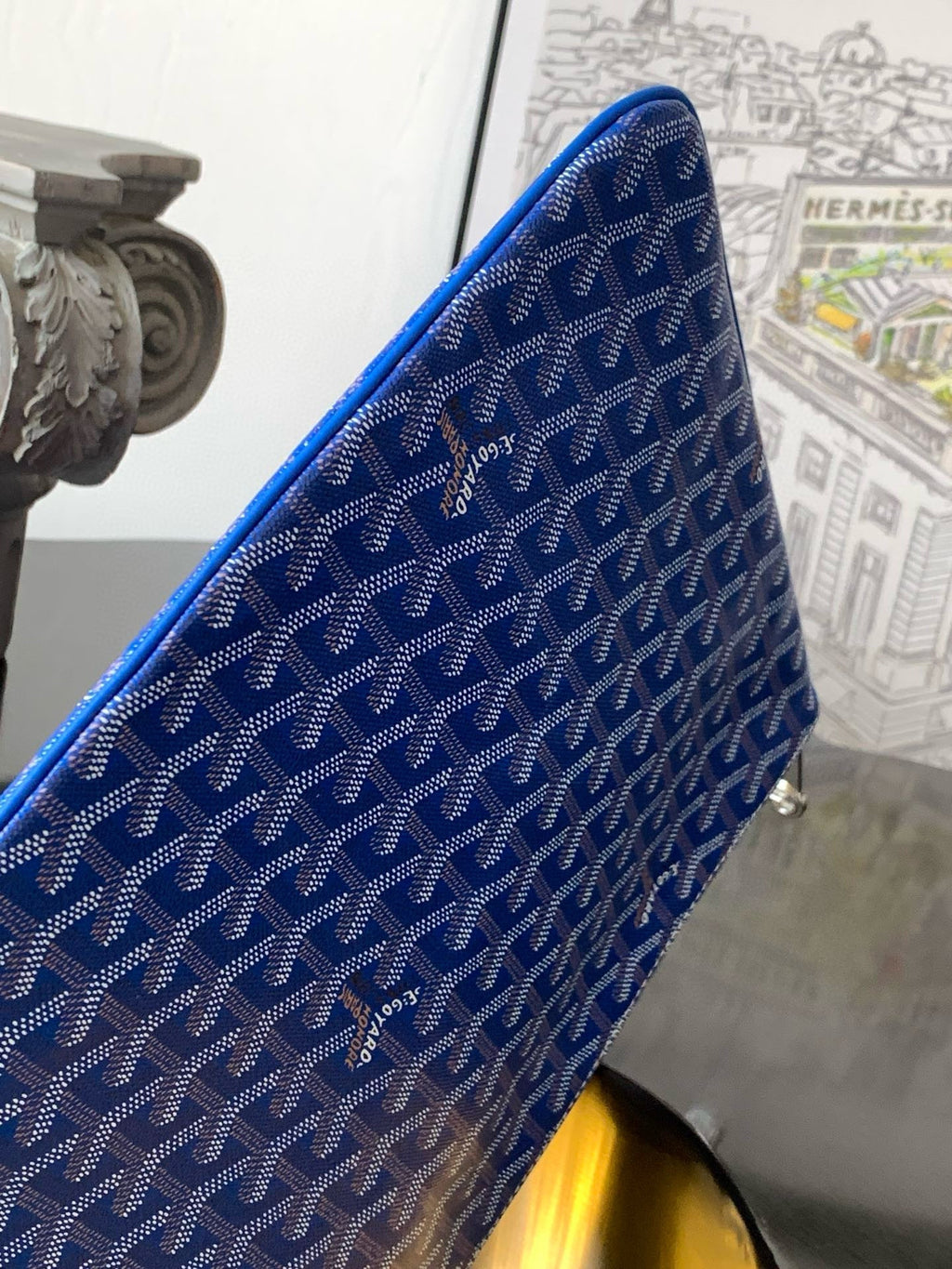 GOYARD SENAT POCHETTE IN SKY BLUE GOYARDINE CANVAS