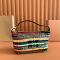 MIU MIU CROCHET TOTE BAG 25 IN MULTICOLORED WOVEN RAFFIA