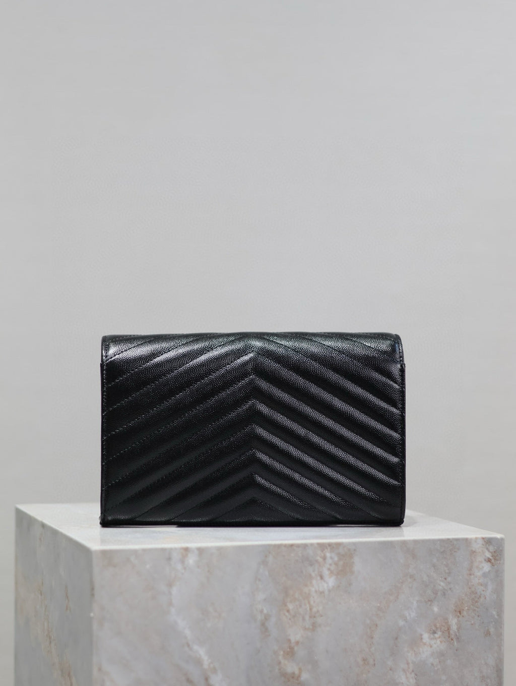 SAINT LAURENT WOC 23 IN BLACK CAVIAR LAMBSKIN SILVER HARDWARE