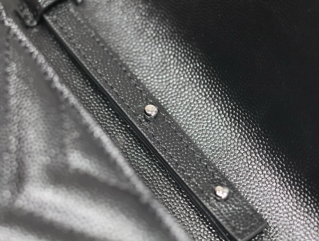 SAINT LAURENT WOC 23 IN BLACK CAVIAR LAMBSKIN SILVER HARDWARE