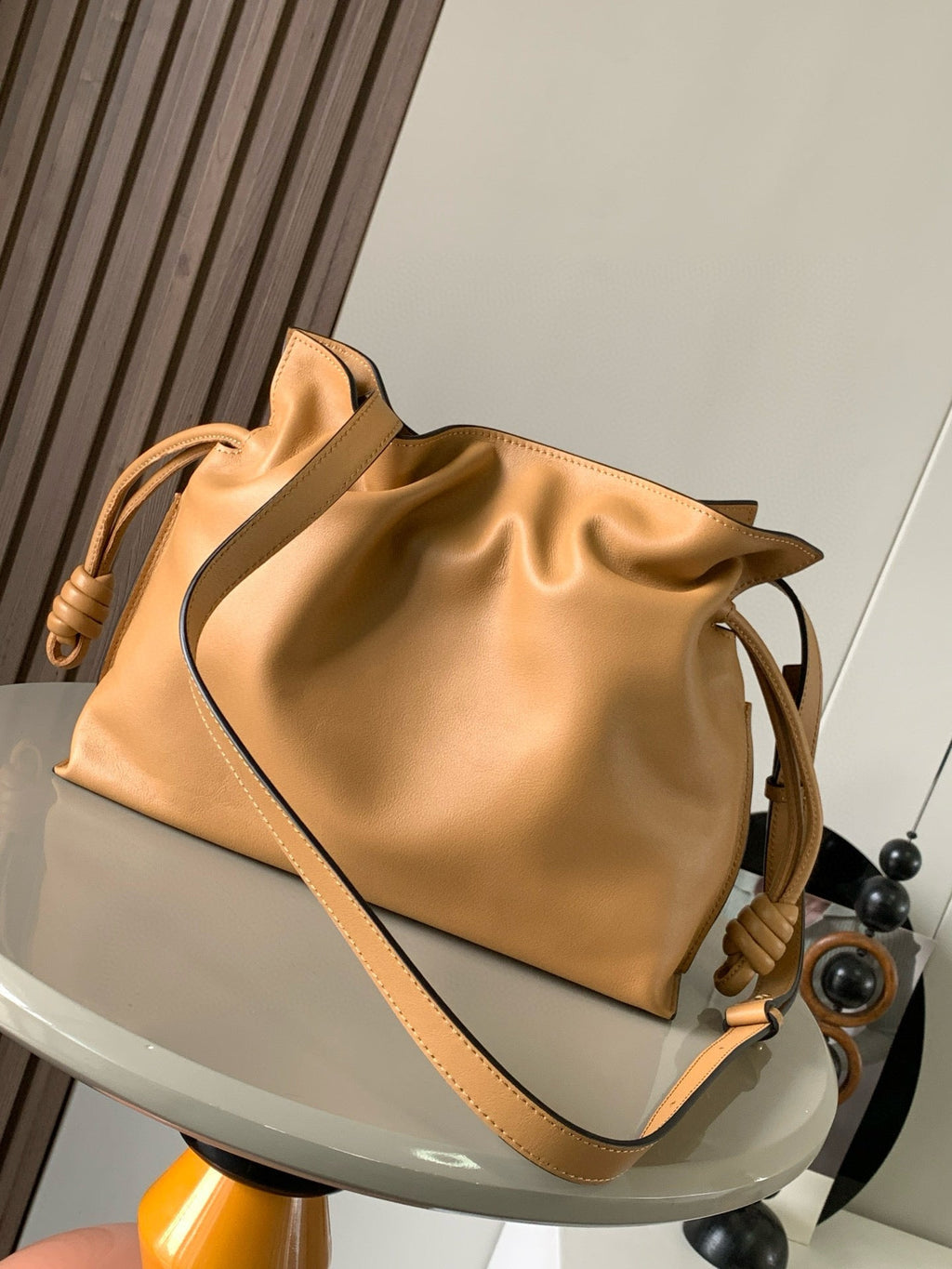 LOEWE LOE MEDIUM 30 FLAMENCO KNOT IN BEIGE LAMBSKIN