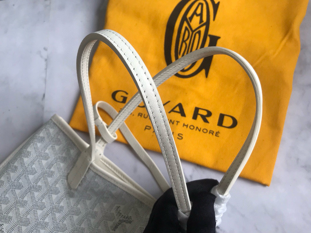 GOYARD ANJOU MINI BAG 20 IN MILKY WHITE GOYARDINE CANVAS AND CALFSKIN