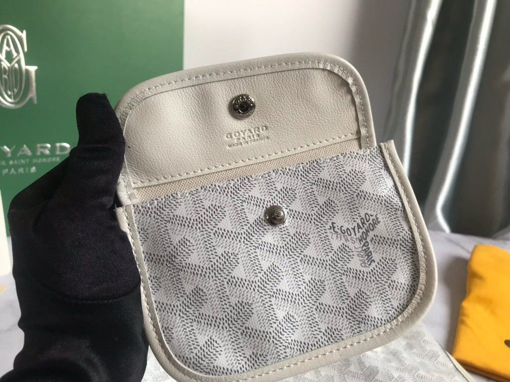 GOYARD ANJOU MINI BAG 20 IN MILKY WHITE GOYARDINE CANVAS AND CALFSKIN