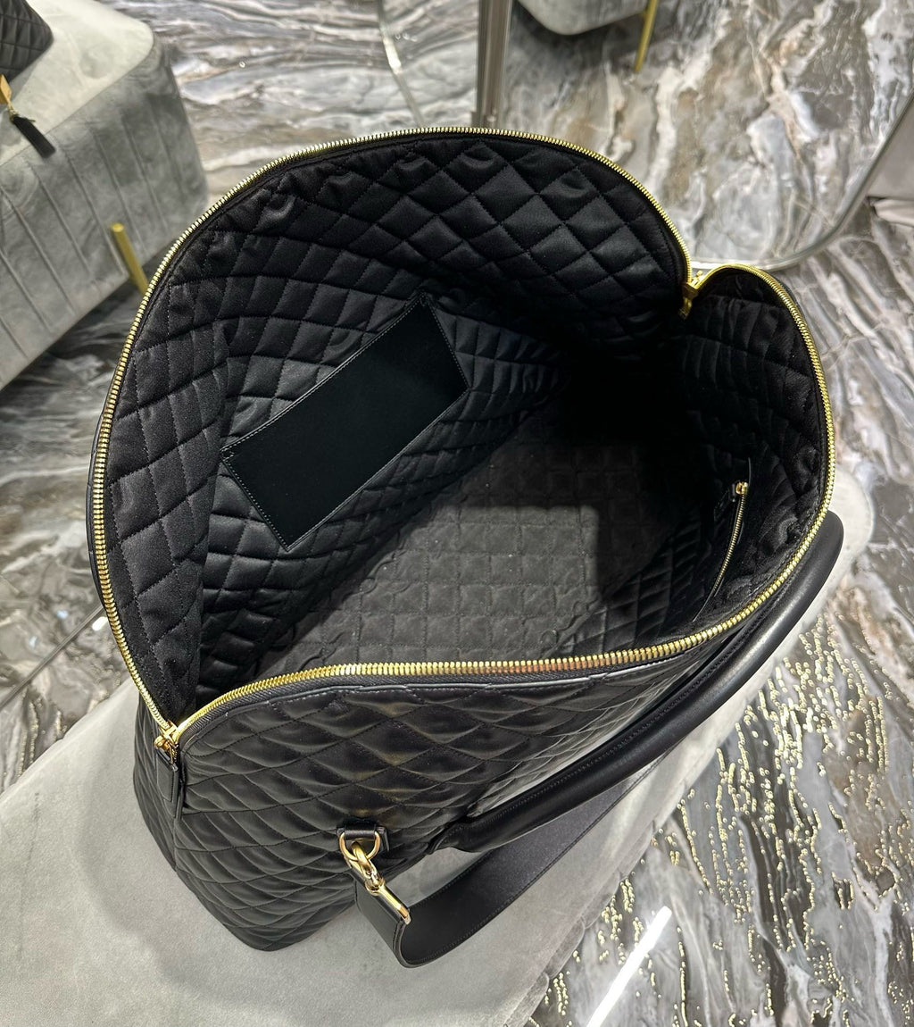 SAINT LAURENT ES GIANT 56 BLACK COWHIDE LEATHER TRAVEL BAG