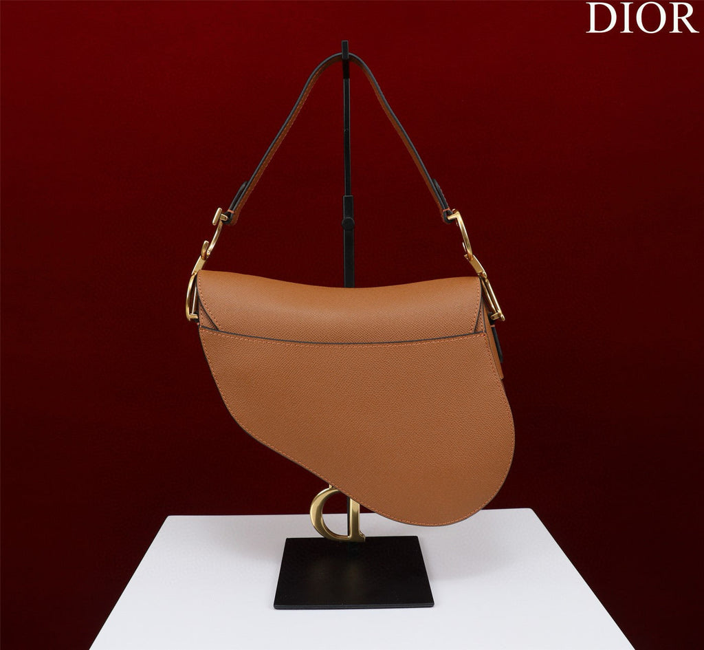 DIOR SADDLE BAG 25 WITH STRAP GOLD GRAINED CALFSKIN GHW