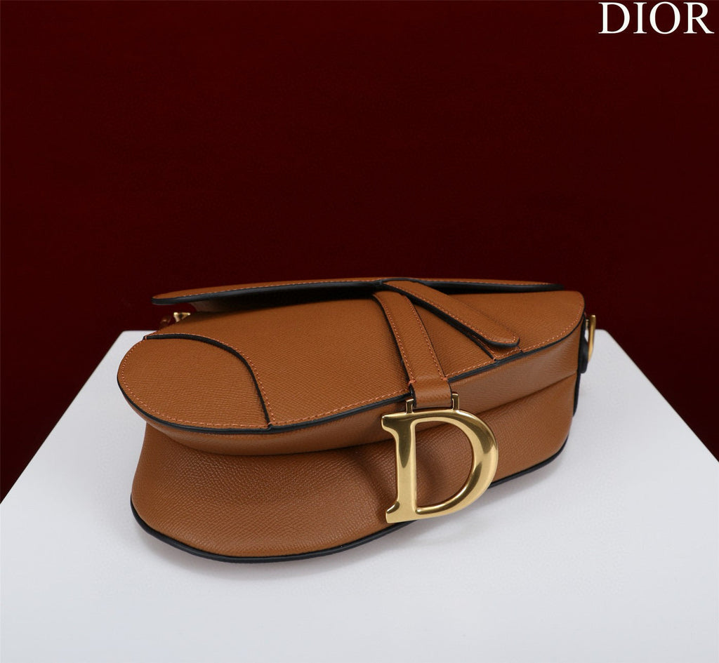 DIOR SADDLE BAG 25 WITH STRAP GOLD GRAINED CALFSKIN GHW
