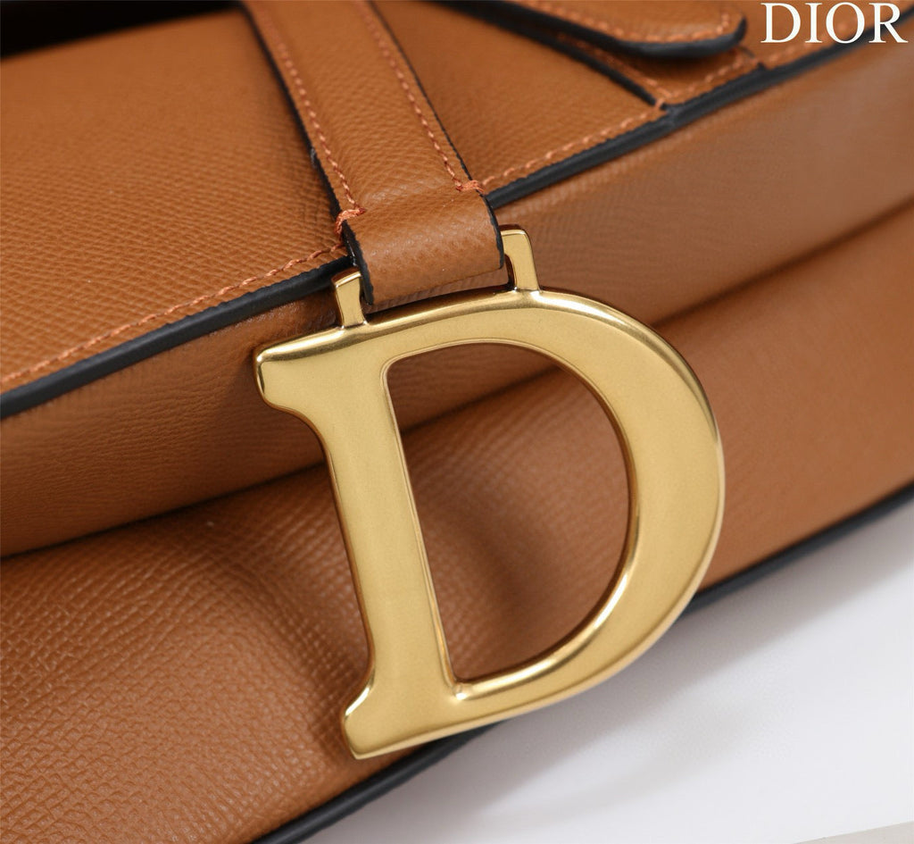 DIOR SADDLE BAG 25 WITH STRAP GOLD GRAINED CALFSKIN GHW