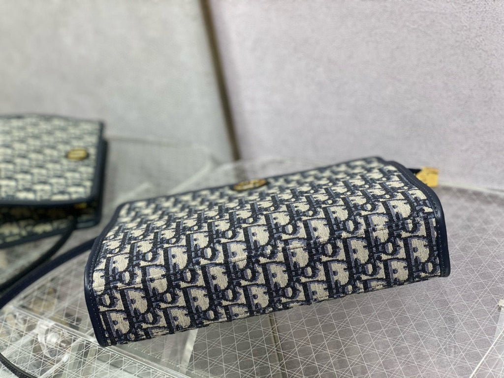 DIOR OBLIQUE BOOK TOTE 26 IN DARK BLUE MONOGRAM JACQUARD