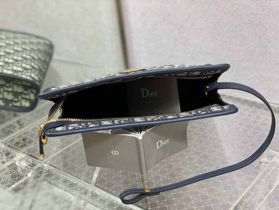 DIOR OBLIQUE BOOK TOTE 26 IN DARK BLUE MONOGRAM JACQUARD