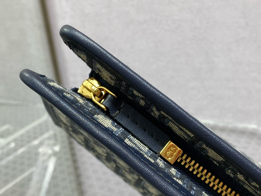 DIOR OBLIQUE BOOK TOTE 26 IN DARK BLUE MONOGRAM JACQUARD
