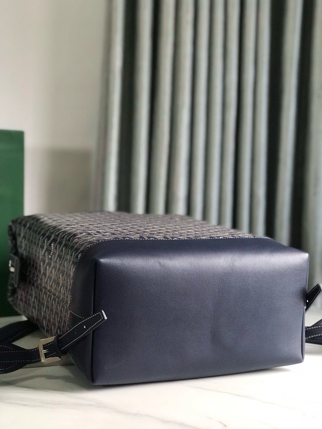 GOYARD CISALPIN BACKPACK 43 IN NAVY BLUE GOYARDINE CANVAS AND CALFSKIN
