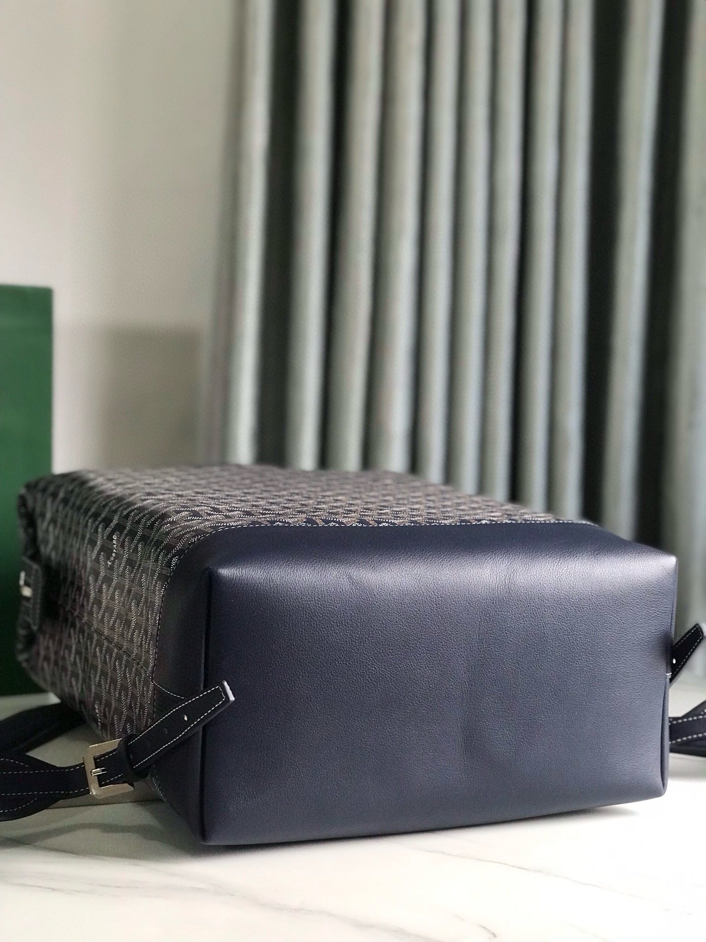 GOYARD CISALPIN BACKPACK 43 IN NAVY BLUE GOYARDINE CANVAS AND CALFSKIN