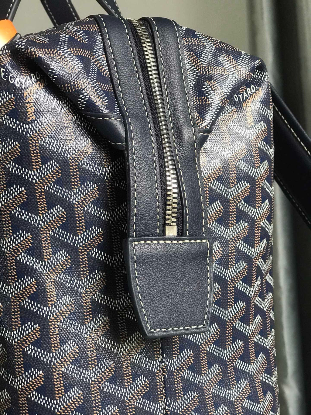 GOYARD CISALPIN BACKPACK 43 IN NAVY BLUE GOYARDINE CANVAS AND CALFSKIN