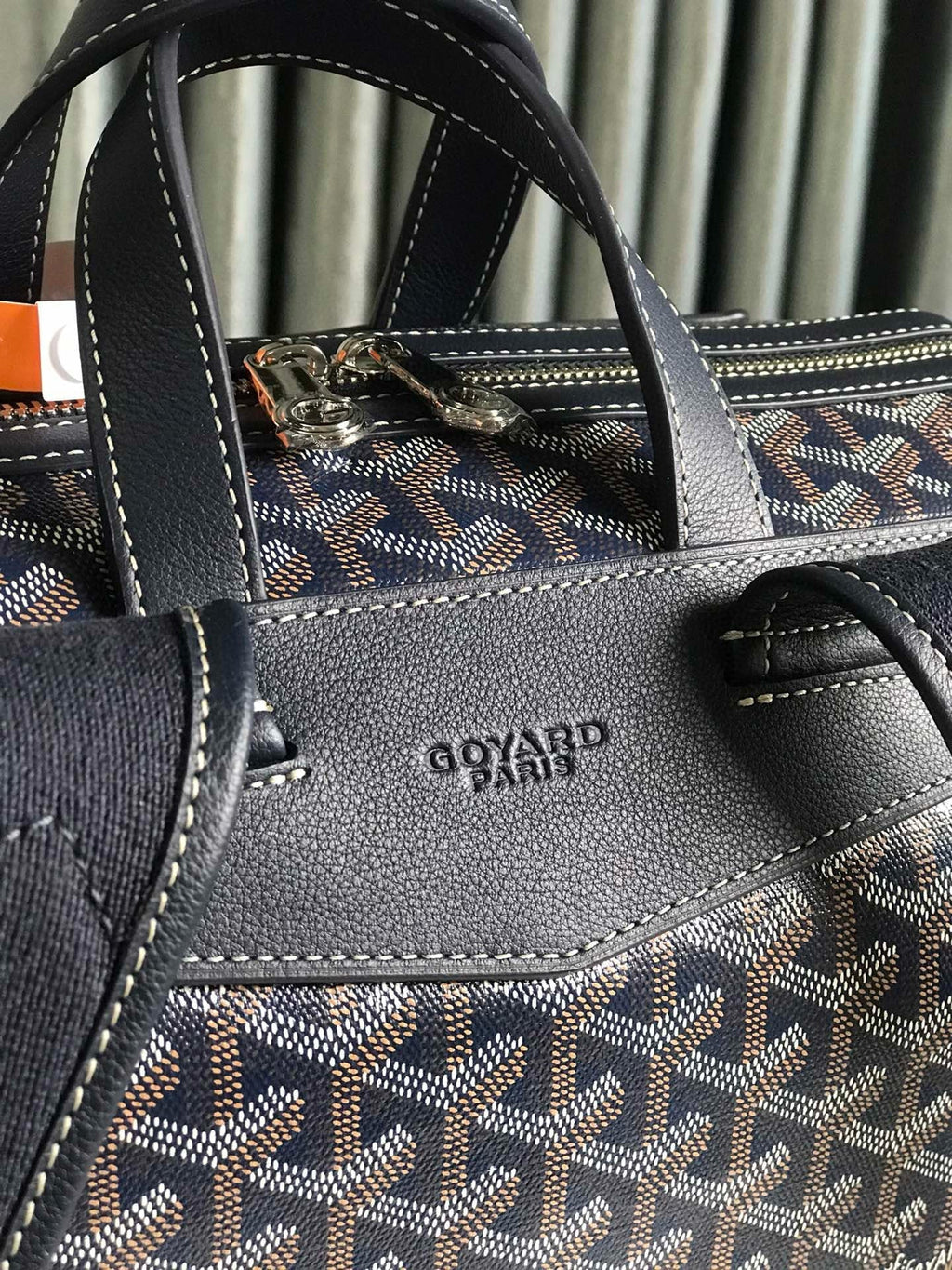 GOYARD CISALPIN BACKPACK 43 IN NAVY BLUE GOYARDINE CANVAS AND CALFSKIN