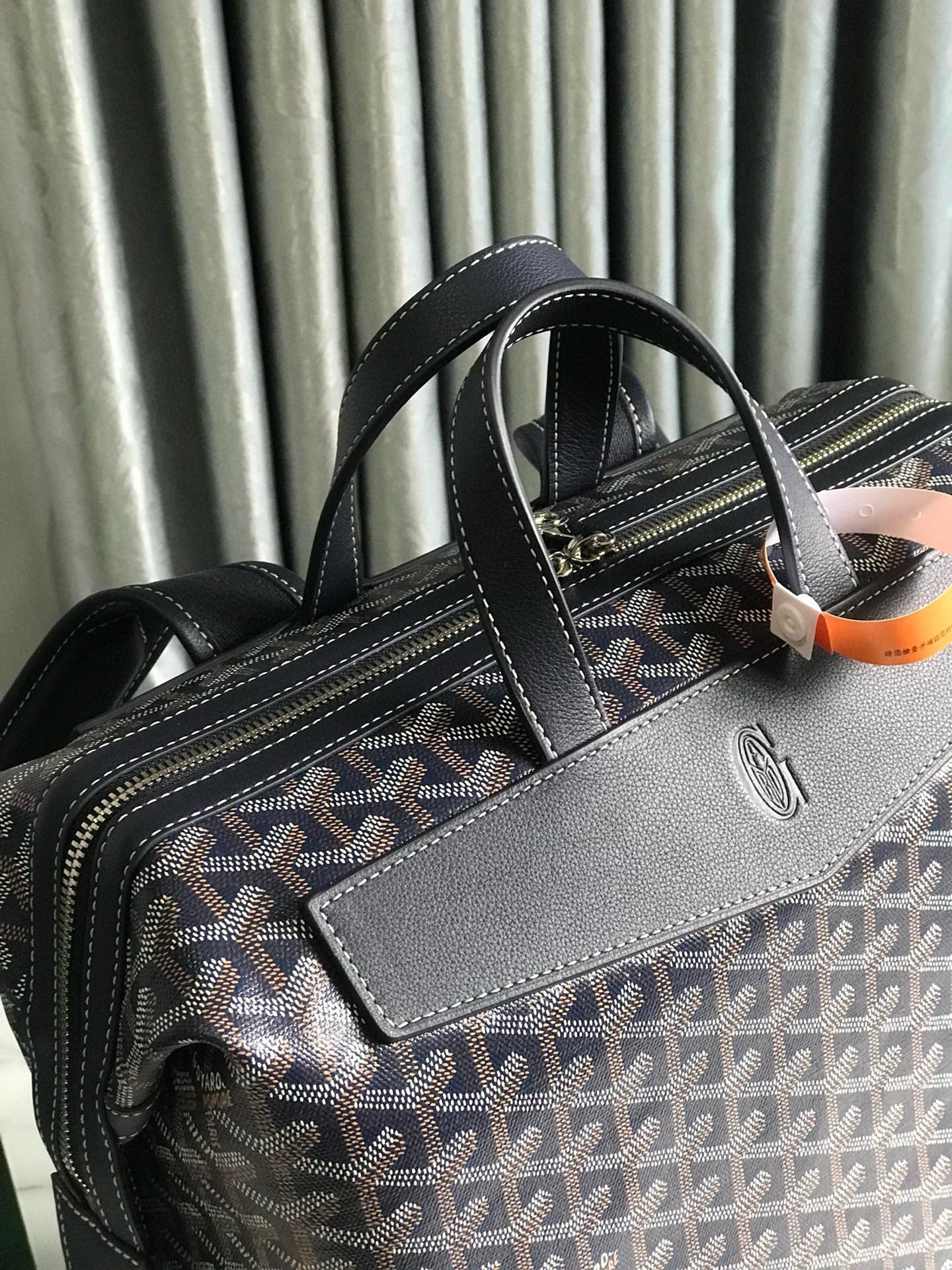 GOYARD CISALPIN BACKPACK 43 IN NAVY BLUE GOYARDINE CANVAS AND CALFSKIN