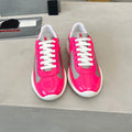 PRADA CHUNKY SOLE DESIGN SNEAKER IN PINK AND WHITE MESH MIX LEATHER