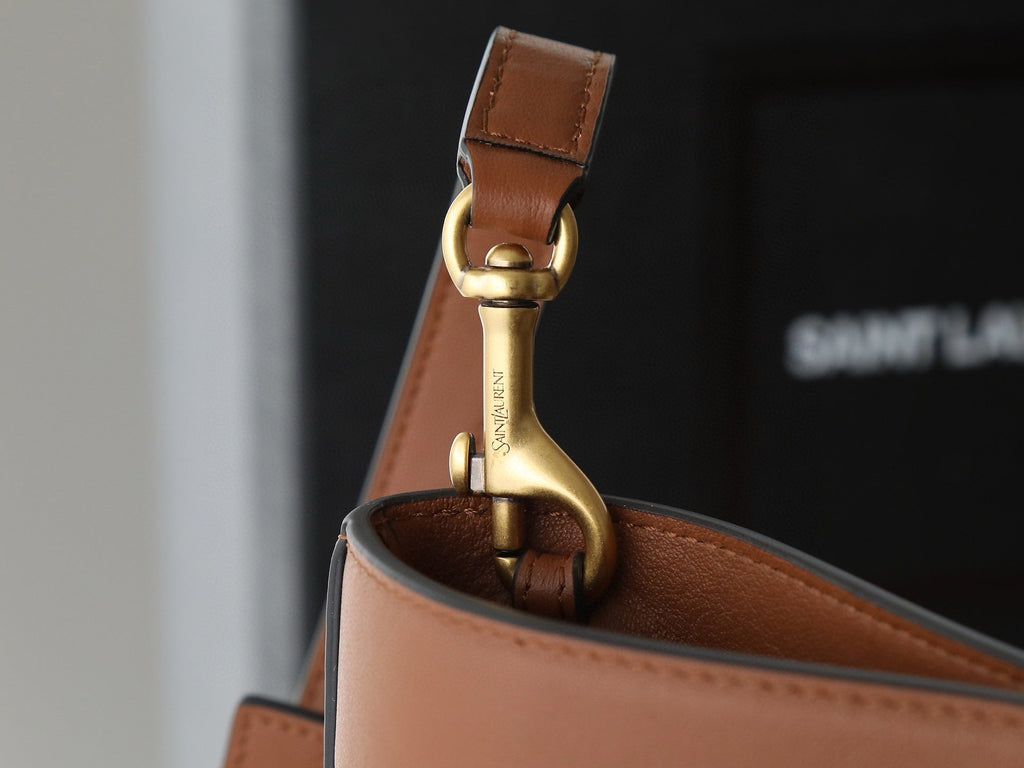 SAINT LAURENT YSL Y BUCKET BAG 30 IN BROWN CALFSKIN