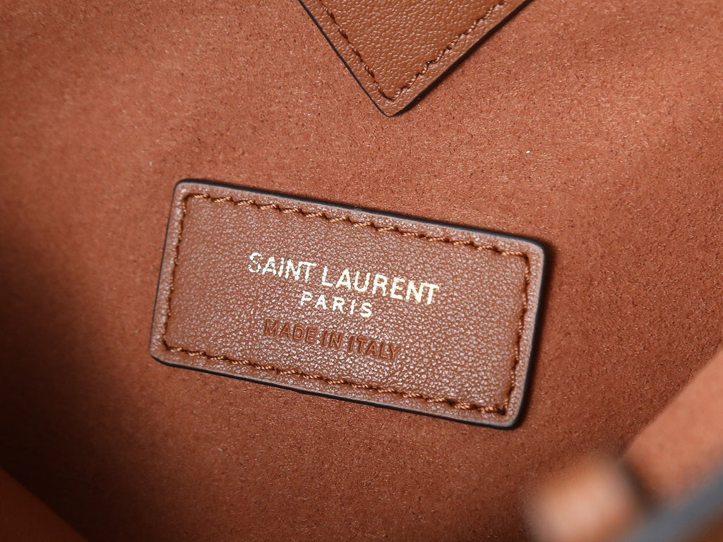SAINT LAURENT YSL Y BUCKET BAG 30 IN BROWN CALFSKIN