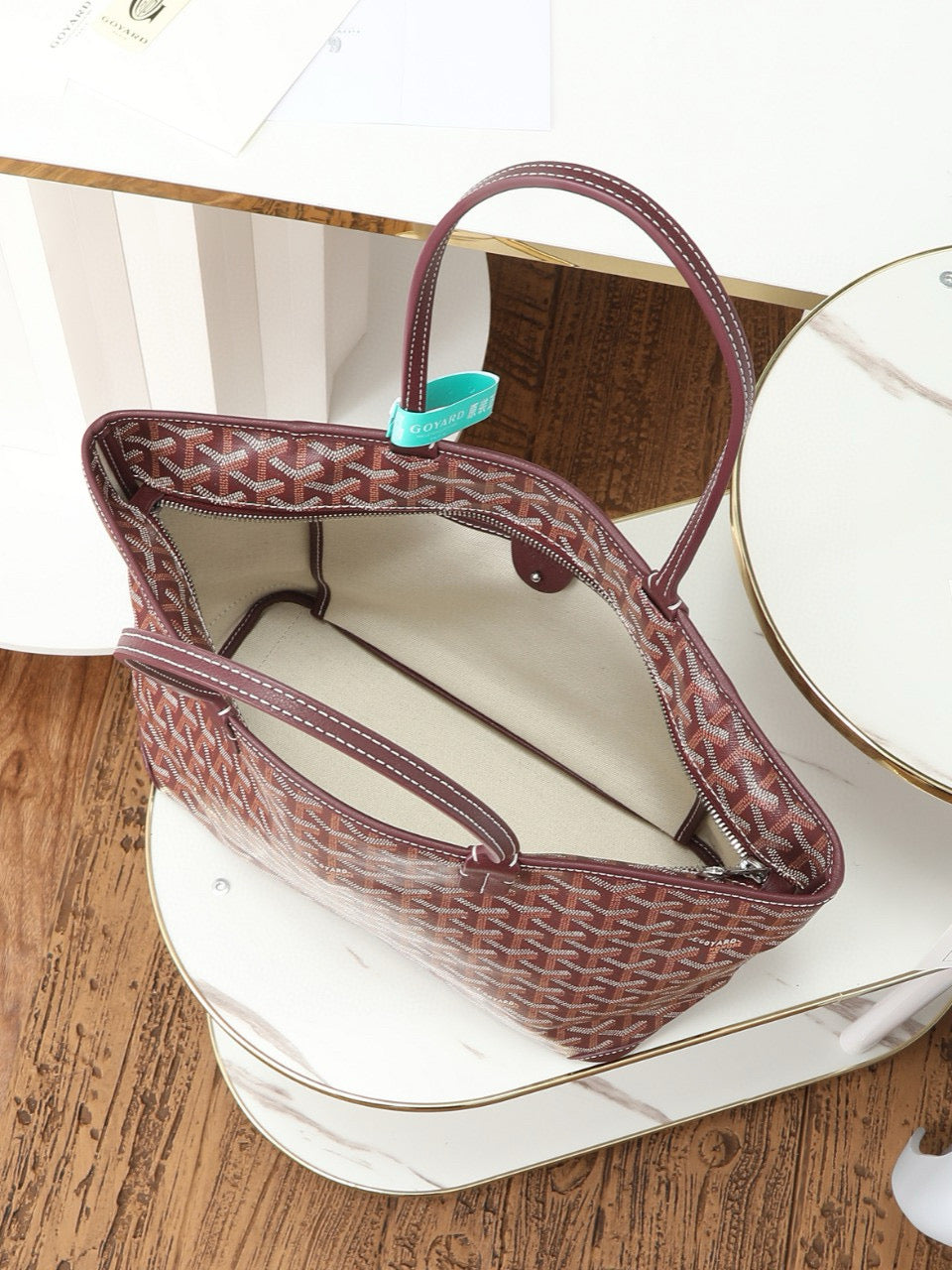 GOYARD SAINT LOUIS MM 30CM BURGUNDY CANVAS