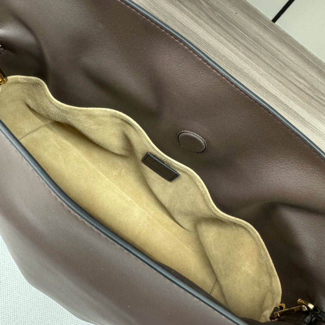 LOEWE LOE 30 FLAMENCO PURSE BUCKET IN CHESTNUT BROWN CALFSKIN
